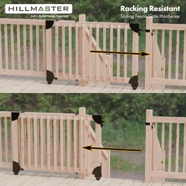 Sliding Gate Kit with Wheel,Heavy Duty Fence Gate Frame Kit for Deck Gate,Gate Hardware Kit with Roll Wheel for Outdoor Wooden Fences,No Sag Gate Corner Brace Bracket for Driveway/Pool/Porch Gate