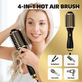 Yucafy 4-in-1 Hot Air Brush with Oval Barrel - Salon-Grade Styling Tool for All Hair Types