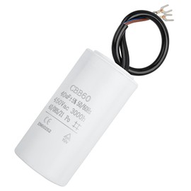 CBB60 40uF Motor Run Capacitor 450 VAC Volts Round Cylinder 2 Leads, Metallized Polypropylene Film Capacitor for Air Compressor, Washing Machine, Air Conditioner and Washing Machine