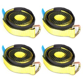 AUTOMUTO Heavy Duty New 4X Lasso Strap Car Hauler Tow Dolly Tire Wheel Tie Down Straps 2" X 12' Yellow