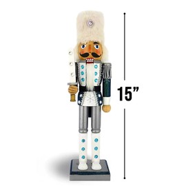 Nutcracker Ballet Gifts, Soldier Nutcracker Christmas Ornaments, Wooden Figure Decoration with Traditional White Uniform for Holiday Home Decor, Ideal Xmas Ornament, Large, 15 Inch