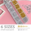 GZMAYUEN 3D Flatback Beads Silver and Gold, 3D Half Beads