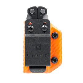 Clip & Carry Kydex Multitool Sheath for LEATHERMAN CHARGE - Made in USA (Multi-tool not included) EDC Multi Tool Sheath Holder Holster Cover (Carbon Fiber Orange)