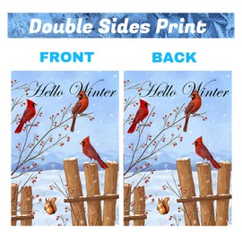 Winter Cardinal Bird Garden Flag, Double Sided Christmas Snowflak Home Yard Flag Weather Resistant Welcome Seasonal Outside Decorative Flag for Patio Lawn Home Courtyard 12x18inch