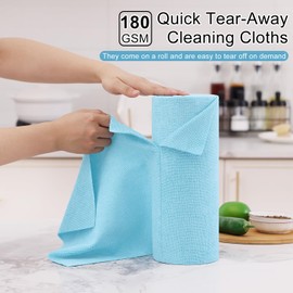 Homaxy Homaxy Tear Away Dish Cloths Rolls, 40 Sheets-11.8" X 11.8", Reusable Washable Dish Towels for Kitchen, Ultra Absorbent and Quick Drying Microfiber Cleaning Rags, Aqua