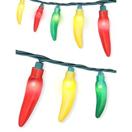 Xingzd 13.6FT Chili Pepper Outdoor String Lights, 35 LED Warm White Waterproof Fairy Lights with 2 Spare Bulbs, Shatterproof Decorative Lighting for Summer Camping Patio Pool Garden Yard Christmas