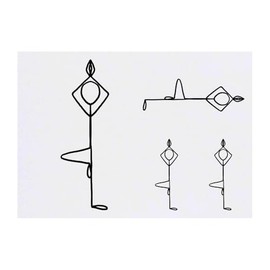 4 x 'Yoga Tree Pose' Temporary Tattoos - Water Resistant, Skin-Safe, Non-Toxic Transfers, Mixed Sizes (TO00078844)