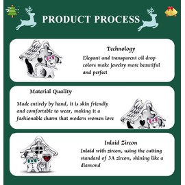 PHCLASY Christmas Heart Charms Compatible with Bracelet and Necklace, 925 Sterling Silver Bead Charm, Christmas Charms for Women, Cubic Zirconia, Cubic Zirconia