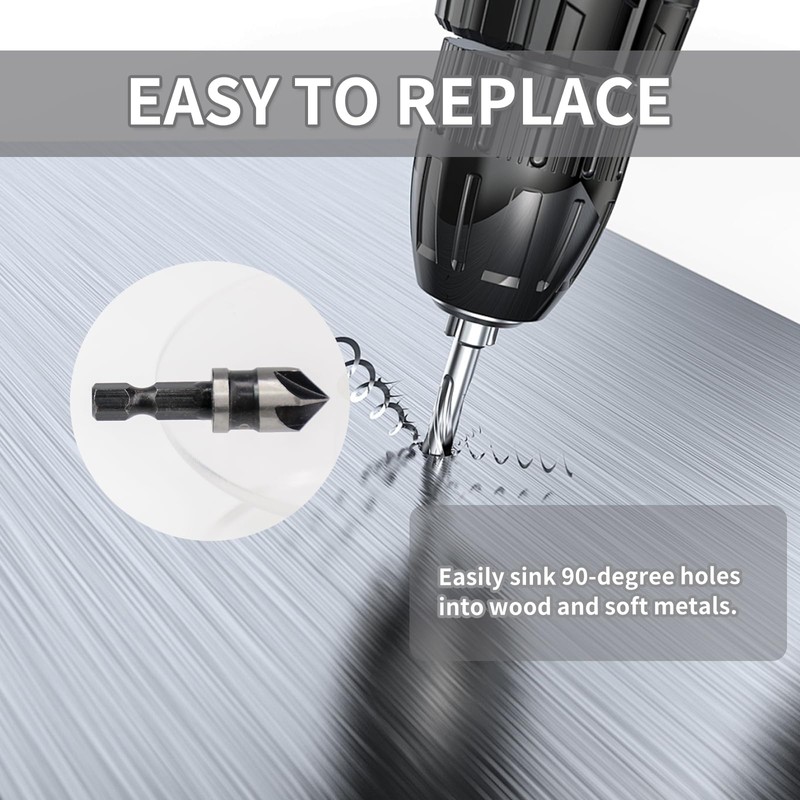 YXIING 6 Pcs Countersink Drill Bit, Countersink Drill Bits Set1/4