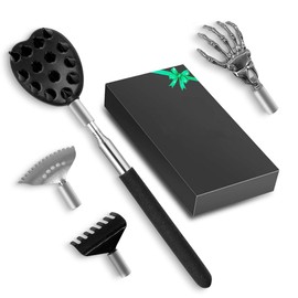 BJOYEE Extendable Back Scratcher, Set with 4 Different Interchangeable Heads, Effortlessly Reach Any Area, Funny Gift for Men, Women and Seniors