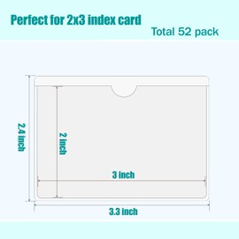 Xioyidun 52 Pack Adhesive Pockets 2x3 Inch Labels for Storage Bins Clear Plastic Index Card Holder, Label Holder with Top Open for Loading Tote Labels for Organizing Bins Box Drawer