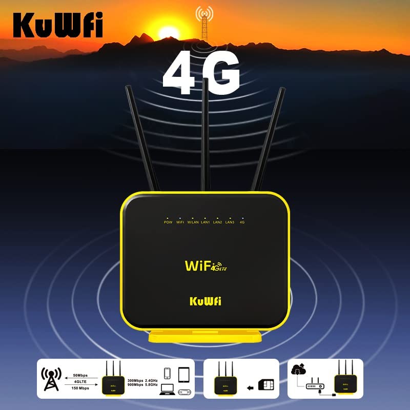 KuWFi Hotspot 4G LTE No SIM Card Router 1200Mbps Dual