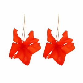 Boho Rose Petal Acrylic Earrings Elegant Statement Long Colorful Resin Tiered Big Floral Flower Tassel Dangle Drop Earrings for Women Wedding Bridal Party Summer Holiday Fashion Jewelry Gifts (Orange)
