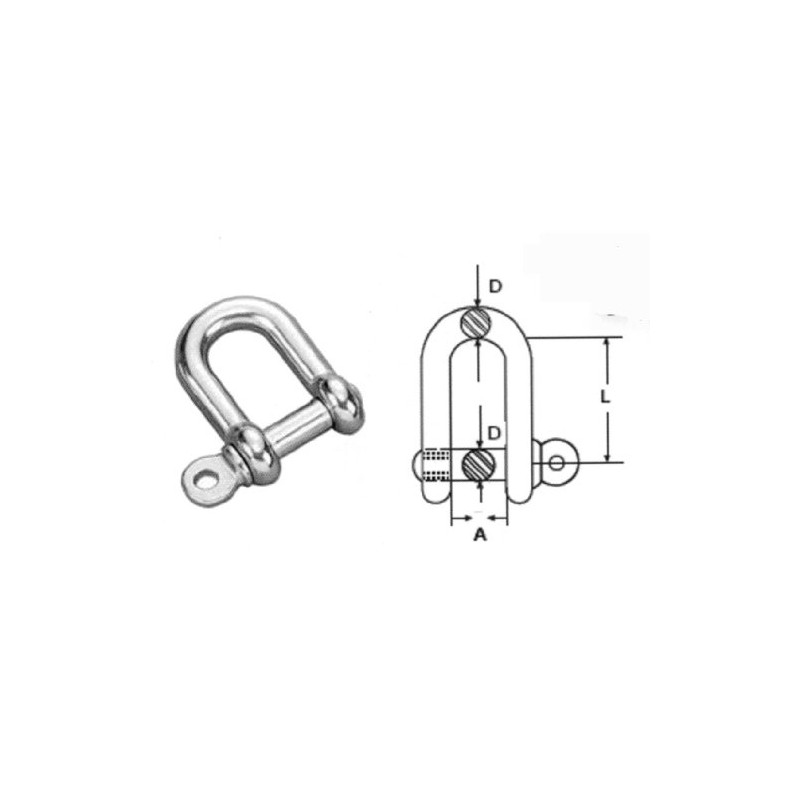 10mm STAINLESS STEEL 316 (A4) D shackle Pack Size :