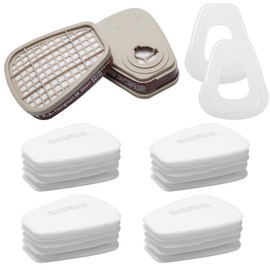 6001 Filter for Respirator Mask Set, 20 Filter Cotton + 2 Filters and 2 Cover Caps, Organic Vapor 6001 Cartridges Chemical Colour Filter Compatible with 6200, 6800, 7502 Respirator Mask