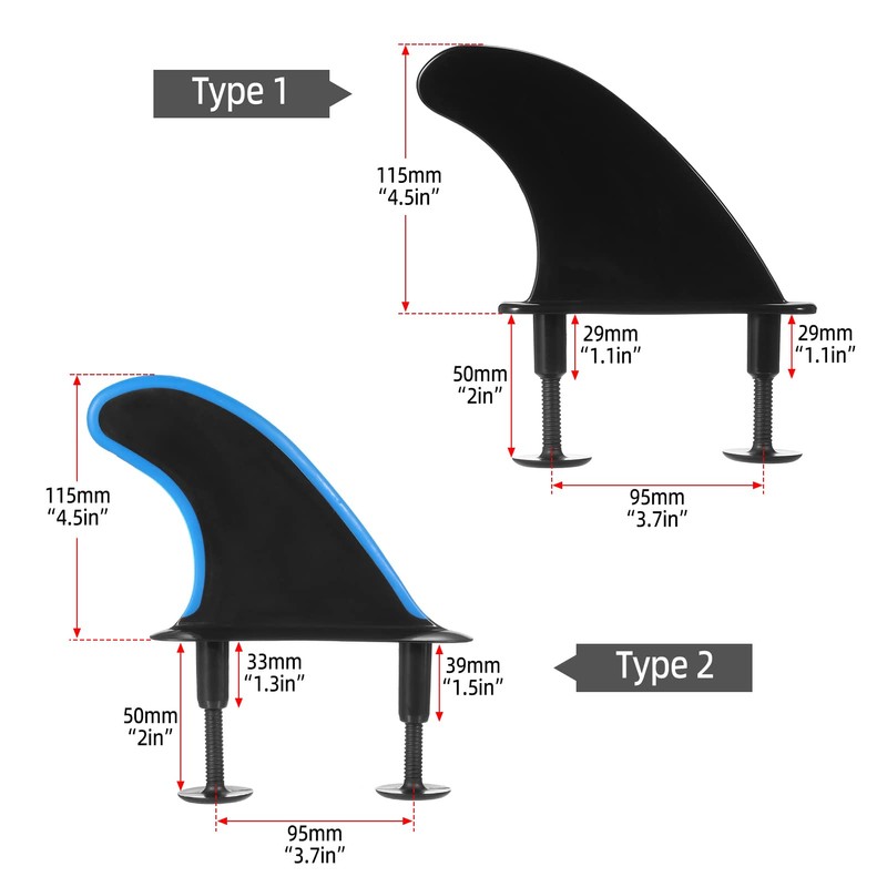 3pcs Soft Surfboard Fins with Screws 4.5 Inch Surf Fins