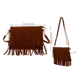 Holibanna handbag wallet vintage tassel crossbody purse tassel shoulder bag messenger bag leather goods vintage fringe handbag saddle bag American style Miss Fringed bag