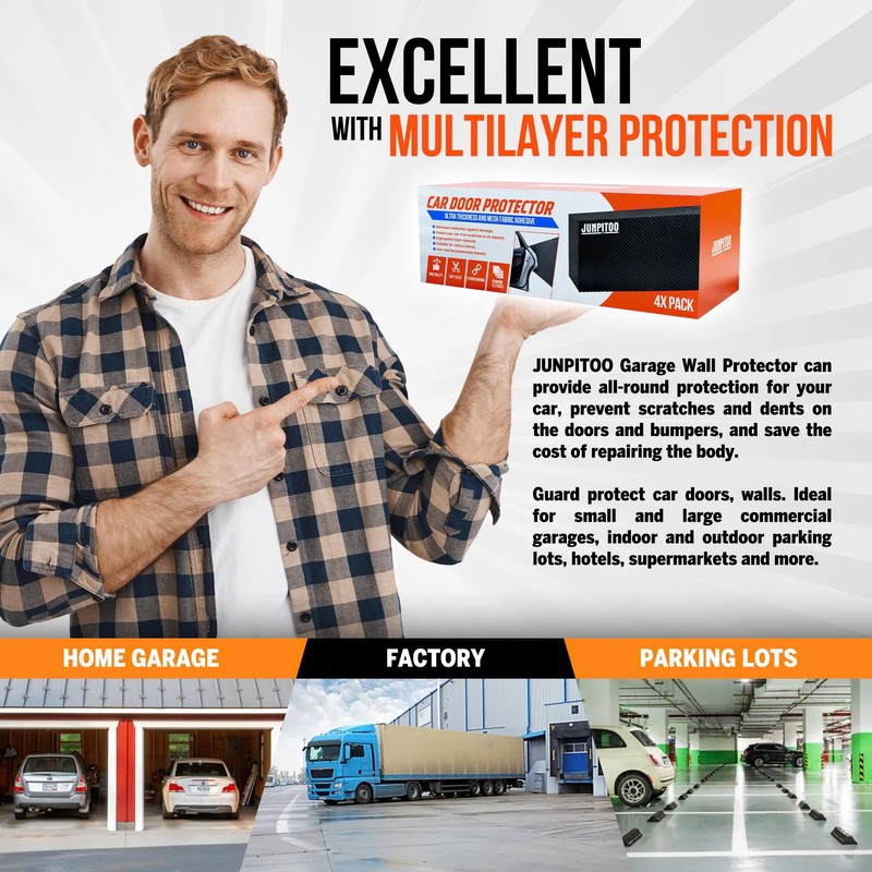 Garage Wall Protectors (4 Pack) - 1.2 Inches Thick Foam