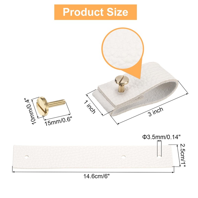 sourcing map 4 Pack Leather Drawer Pulls Leather Dresser Pull