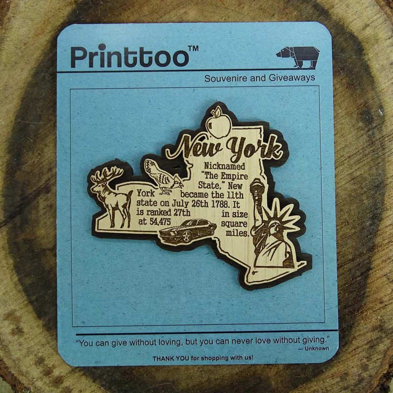 USA New York State Map Wooden Magnet Souvenir Fridge Magnet