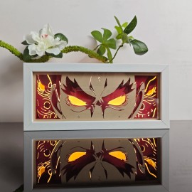 Anime Demon Slayer  ping Paper Carving Lamp 3D Anime Light Box Handicrafts Table Decoration Christmas GiftColor: L-78Single-color version, Size: S