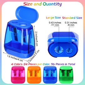 Aodaer 120 Pieces Mini Manual Dual Hole Pencil Sharpeners with Lids Small Handheld Pencil Sharpener Bulk for Back to School Supplies Crayon Students Office and Home