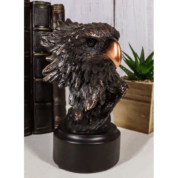 Patriotic American Bald Eagle Bust Bronze Electroplated Resin Figurine With