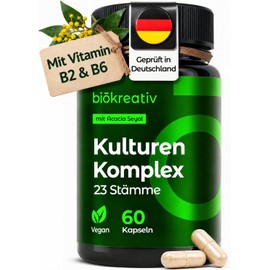 Biocreative Culture Complex without Inulin - 21 Billion CFU, 23 Strains, with Acacia Fibre, Bacterial Cultures, Bifidobacteria, Lactobacillus, Vitamin B2 & B6, Vegan, 60 Capsules
