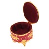 Vintage Metal Jewelry Box Round Exquisite Hand Carved Gold Flower