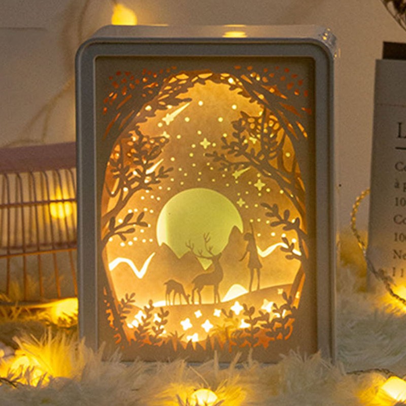 Papercut Light Box Soft Warm Light Romantic USB Battery Powered