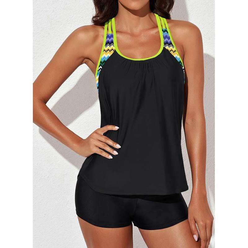 Aleumdr Tankini Underwire Swimsuits for Women Halter Padded Blouson Bathing
