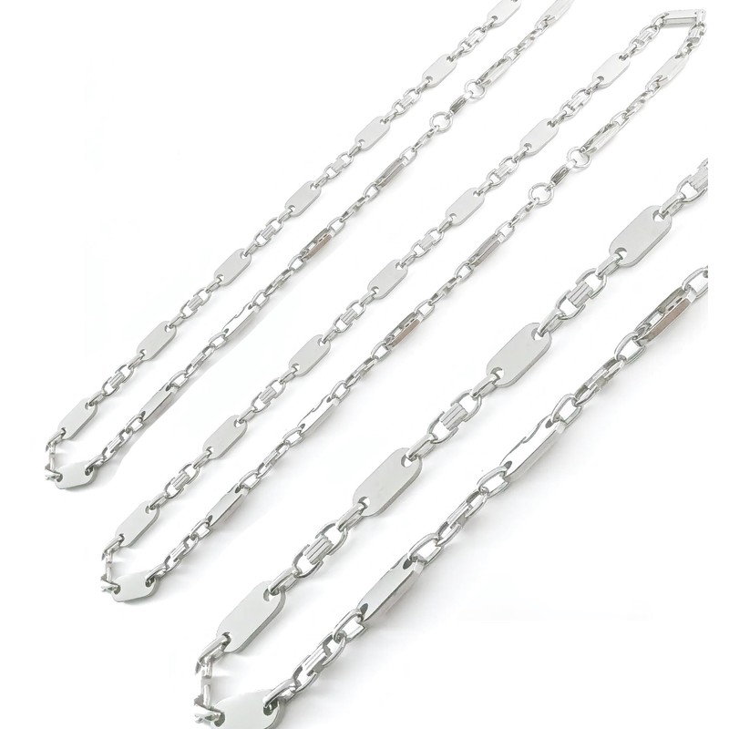 HENKi Plate Chain 60 cm Long Stainless Steel Silver Plate