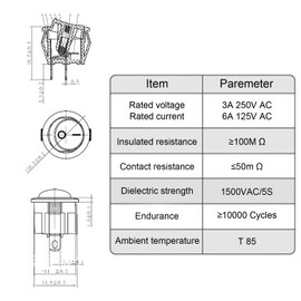 Rocker Switch 12 V Car Switch 12 V On/Off with 20 Contact Plugs, Mini Toggle Switch 2 Pin, Mini Switch for Installation Motorhome Boat Household Appliances Lamp Switch Black Pack of 10