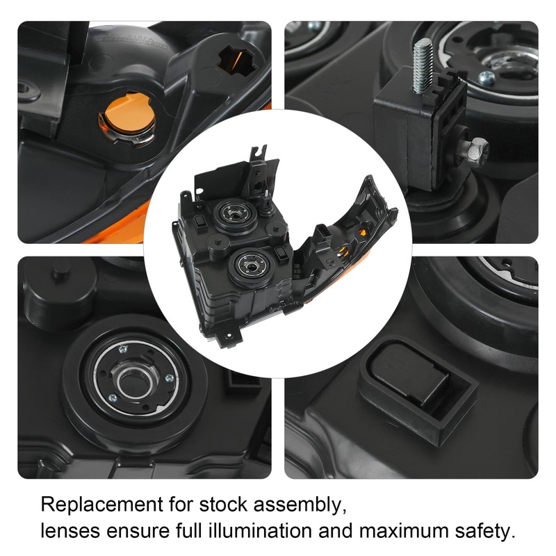 RALZAOTO Headlights Assembly Compatible with Jeep Commander 2006-2010 SUV Black