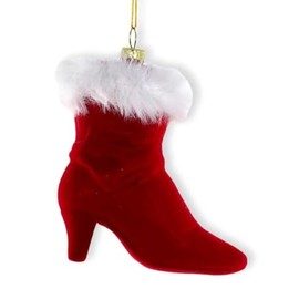 The Bridge Collection 4" Red Santa Stiletto High Heel Boot with White Faux Fur Trim Christmas Ornament- Santa Shoe Tree Ornament for Fashion Lovers