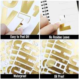 3 Inch Large Gold Vinyl Letter Stickers, CMBBZZY Gold Stamping Alphabet Stickers for Scrapbooking, Waterproof & No Residue Leave, 6 Sheets