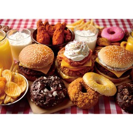 1000 Piece Jigsaw Puzzle for Adults Fast Food Feast Burgers Fries Donuts Sweet Desserts Challenging 1000pc Puzzle Game Family Fun Activity(27.6" x 19.7")