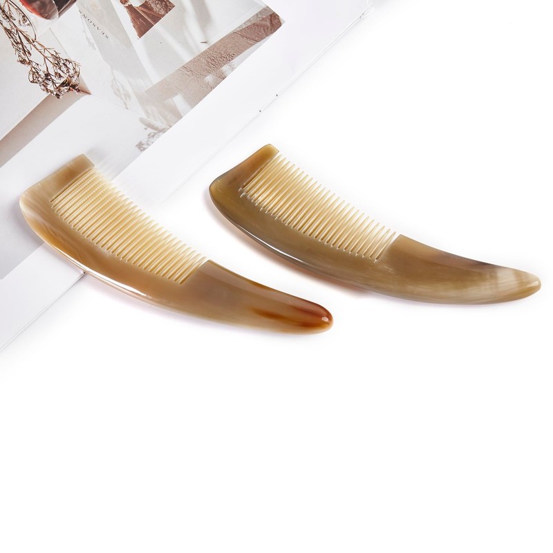 One&One Natural Horn Combs for women, Fine Tooth Bone Comb,Horn
