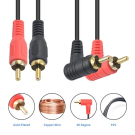Duttek RCA to RCA Cable 1m, 2RCA Male to 2RCA Male RCA Audio Stereo Subwoofer Cable Audio Cable for Audio Speaker Home Cinema Surround Sound, HDTV, TV, Studio, Soundbar
