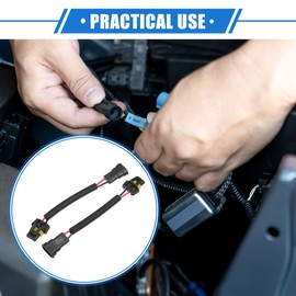VekAuto 2 Pcs H8 H9 H11 Male to 9006 HB4 Female Extension Wire Harness Headlight Fog Lamp Bulb Socket Adapter, Universal for Car Truck Durable Plastic Black