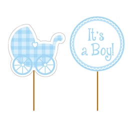 Creative Converting It's a Boy Double Sided Cupcake Toppers-12 Pcs, Paper, Blue