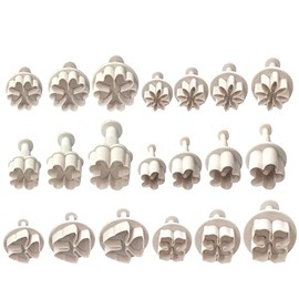 Cortadores de galletas, 20 piezas, flores y margaritas blancas, hortensias, cinco pétalos, zacate de la suerte, cuatro pétalos