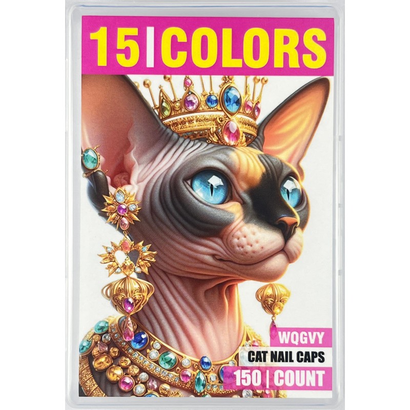 WQGVY 15 Colors / 150 pcs Cat Nail Caps |