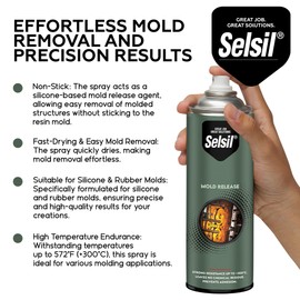 SELSIL Silicone Mold Release Aerosol Spray (4 x 13.5 fl oz) Professional Resin Mold Releaser, Non-Stick, Fast-Drying & Easy Mold Removal, (Pack of 4)
