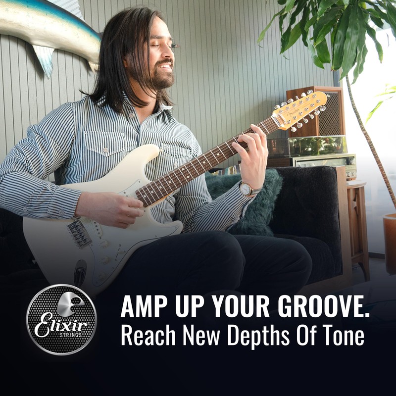 Elixir Strings 19102 Coated Nickel Electric Guitar Strings, Medium (.011-.049),Gold