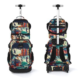 Tilami Rolling Backpack 19 inch with Lunch Bag Wheeled Laptop Backpack (Car Trip)