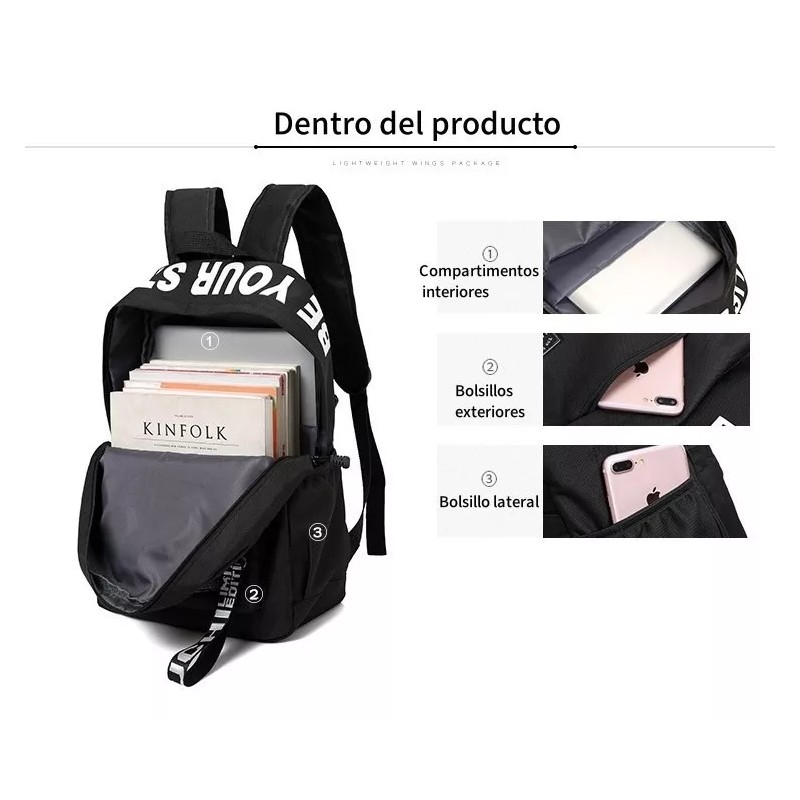 A&D Mochila urbana A&D 08 color negro diseño lisa 20L