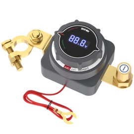 Battery Disconnect Switch, Hoodutric On/Off 5-80V Top Post Car Battery Disconnect Switch with Voltmeter Power Cut Master Disconnect Isolator for Car Truck RV and Boat