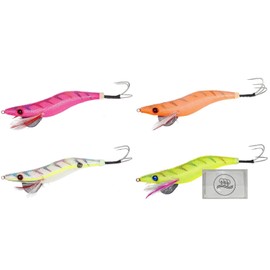 Marushin Octopus Tap, Octopus Egi Set, No. 4.0, Various Colors, 4 Pieces, Exclusive Design for Octopus Fishing, Includes Original Tissue