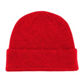 Shorts of Hawick Women's 100% Cashmere Beanie Hat - Bright Red - Made in Scotland by Love Cashmere, Bright Red, One Size